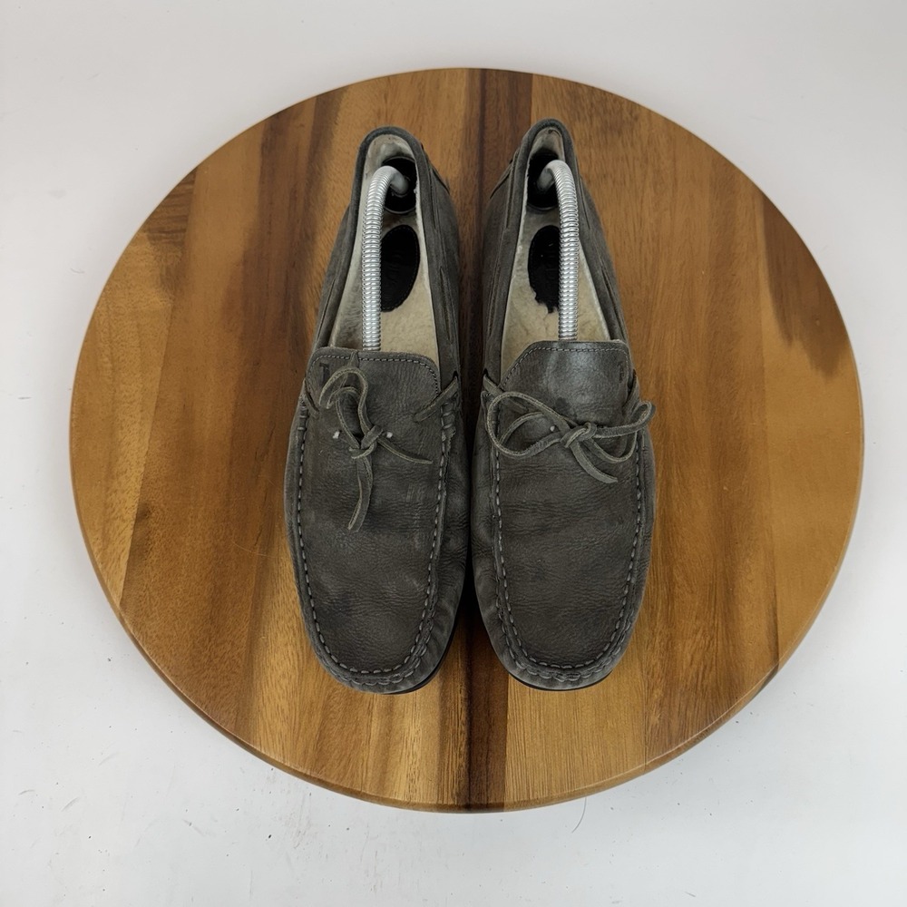 Mens Tods Taupe Nubuck Faux Fur Lined Casual Driving Loafers Shoes Size 9 D - Picture 6 of 9